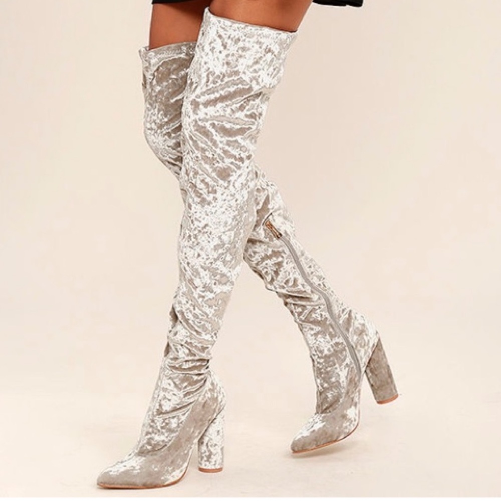 Cape Robbin Thigh High Metallic Heeled Boots - 6N
